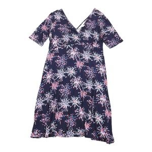 Motherhood Maternity Starburst Print Summer Dress Size Medium Navy Blue Pink M